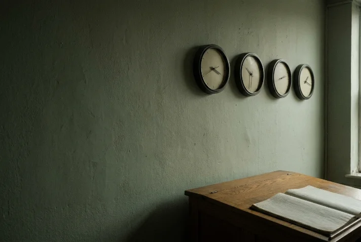 Multi-currency ledger or world clocks on a wall
