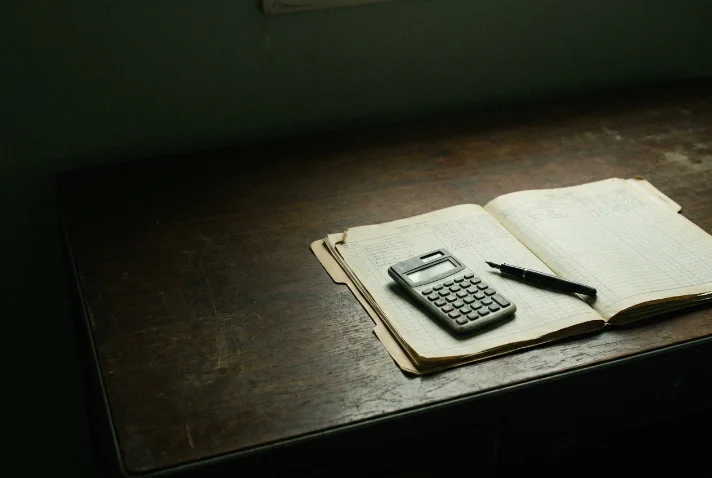 Loan file and amortisation schedule on a desk