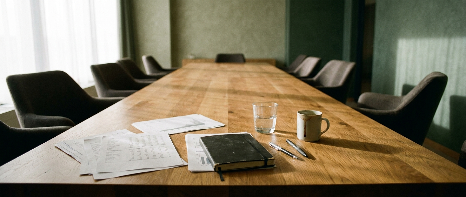 An empty boardroom after a meeting